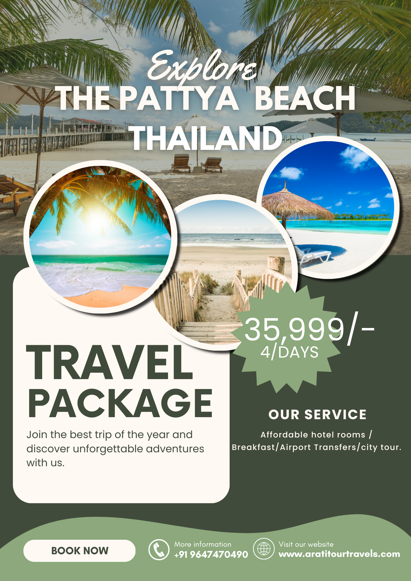 Green and White Modern Travel Agency Flyer